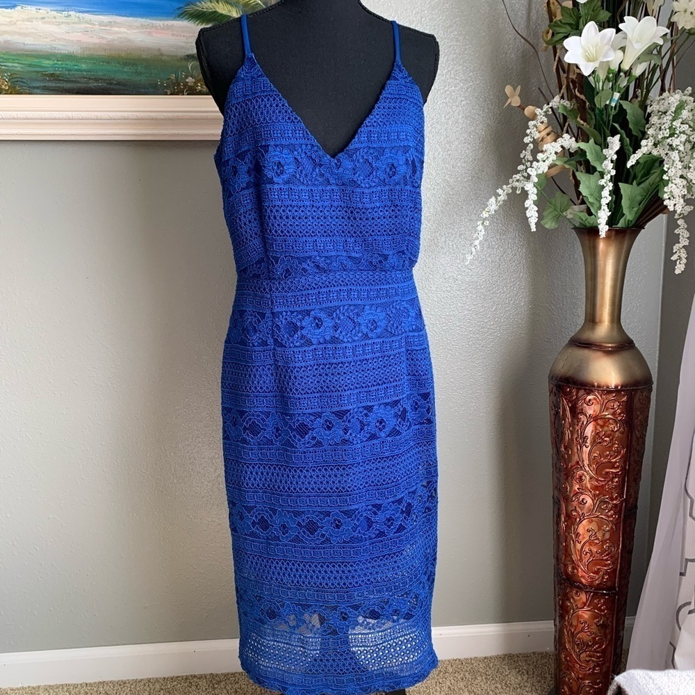 Enfocus Studio Royal Blue Spaghetti Strap Pencil Skirt Zipper Dress Size… - Picture 12 of 17
